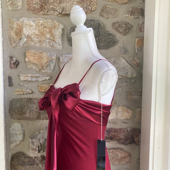NWT Mac Duggal Couture Deadstock Vintage Satin Metalic Sparkle Bow Mini Dress 2 - Picture 7 of 12
